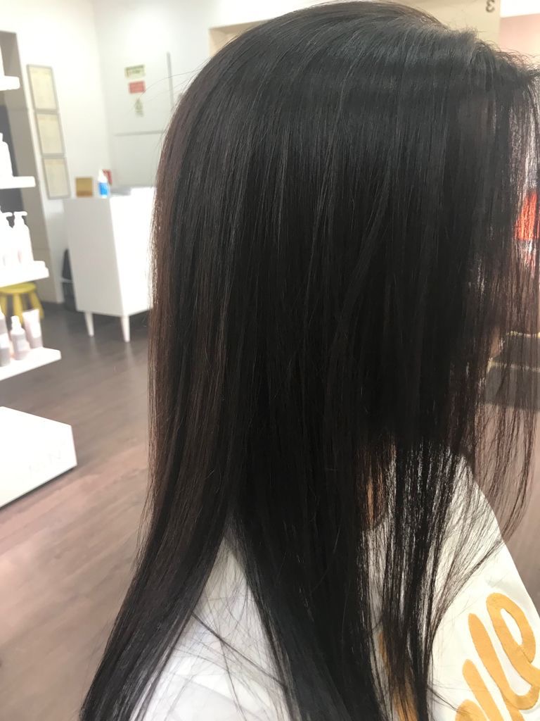 Cabelo preto liso com brilho intenso
